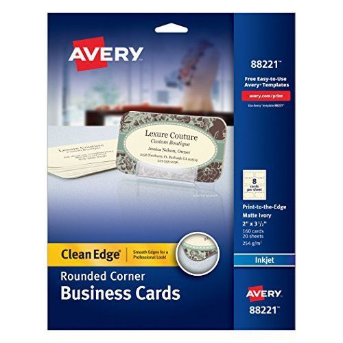 Avery Two-Side Printable Clean Edge Rounded Corner Business Cards for Inkjet ...
