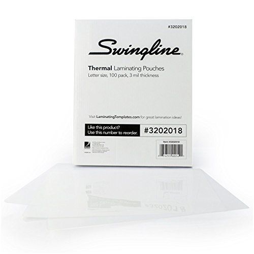Swingline Thermal Laminating Pouch, Letter Size, Standard Thickness, 100/Pack