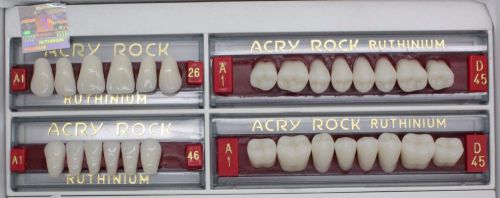 4 Full Set of Acrylic Denture 28 Teeth Ruthinium Acryrock 112 Teeth Size 26 A1