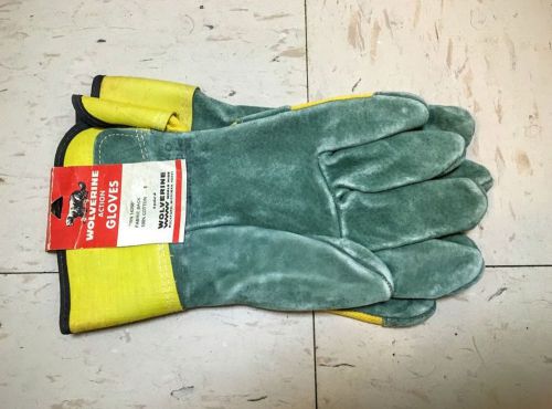 Vintage Wolverine Fabric Back Pigskin Leather Work Gloves - NOS - Workwear