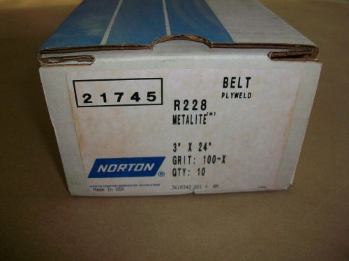 10pc  Norton 21745 Metalite Belts  R228   4&#034; x 24&#034;    Grit: 100-X   NEW IN BOX
