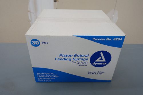 (30) Piston Enteral Feeding Syringes - 60cc Ring Top - Latex Free Dynarex 4264