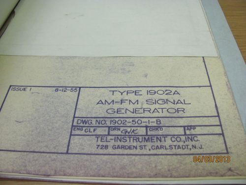 TEL-INSTRUMENT 1902A AM/FM Signal Generator Instruction Manual w schematic