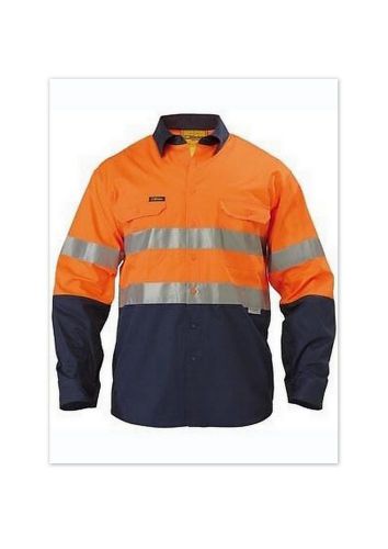 *NEW* BISLEY SAFETY WEAR - TWO TONE LONG SLEEVE HI VIS DRILL SHIRT - SIZE 4XL