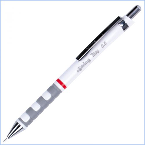Rotring tikky mechanical pencil 0.5 mm white  tubular metal pencil  soft grip for sale