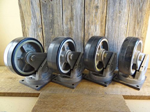 4 NEW R.T. Laird Shock Absorbing Heavy Duty 8&#034; Caster Wheels Very Big Very Heavy