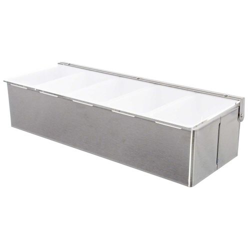 Condiment Holder 5 Compartment Stainless Steel with Hinged Top