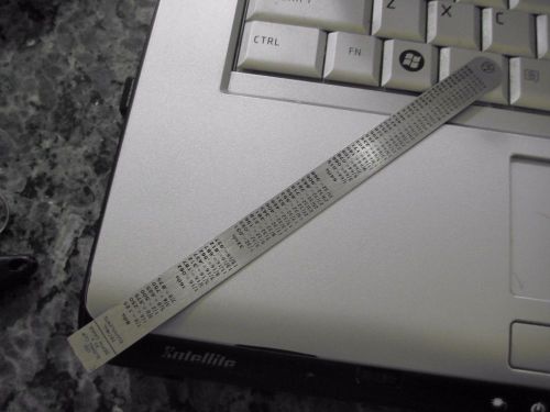 Stainless Steel machinists pocket ruler, with decimal equivalents on reverso