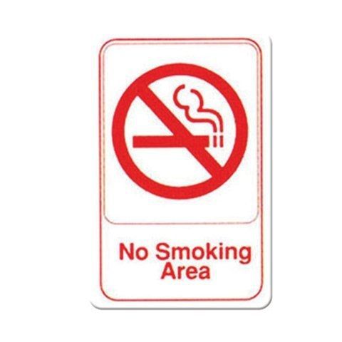 Winco SGN-684W, Information Sign, &#034;No Smoking Area&#034;, 6&#034; x 9&#034;, White