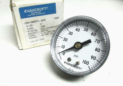 NEW ... Ashcroft Instruments Cat# 20W1005PH 02B  Range 0-100 PSI    ... VM-7E