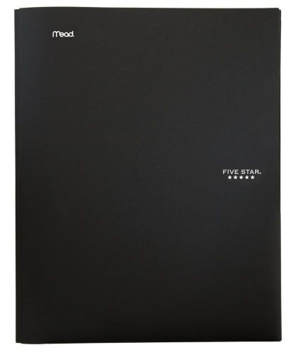Five Star Stay-Put Pocket Folder, 11.62 x 9.31 x .25 Inches, Black (72113)
