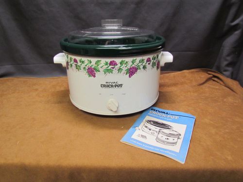 Vintage Rival 5 Qt. Crockpot Slow Cooker Grape Vine Wine w/Removable Stoneware