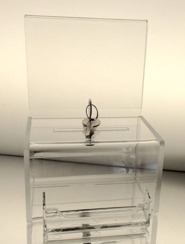 Dazzling displays clear acrylic mini donation box with attached business card ho for sale