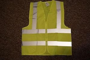 Neiko Neon Yellow Zipper Front Safety Vest w/ Reflective Strip, Large