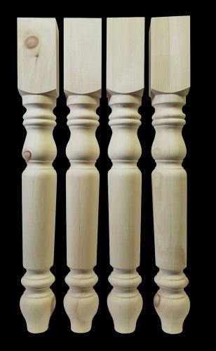 SET OF FOUR SOLID KNOTTY PINE ISLAND UNFINISHED FARM TABLE LEGS  29&#034; X  3 1/2