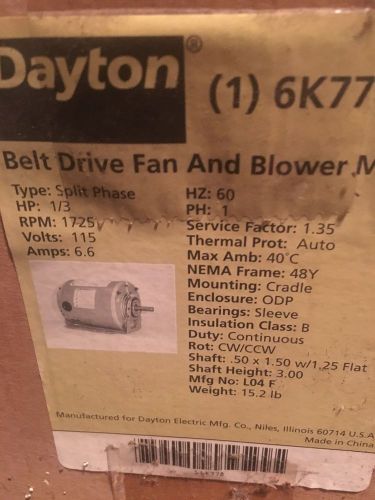 Dayton belt drive fan &amp; blower motor - 6k778g for sale