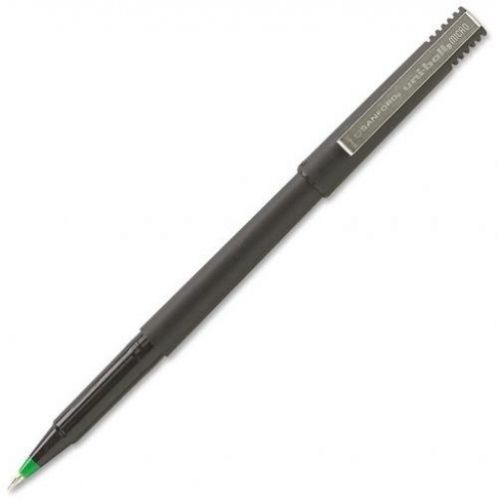 Uni-ball Roller Stick Pens, Micro Point, Green Ink, 12-Count