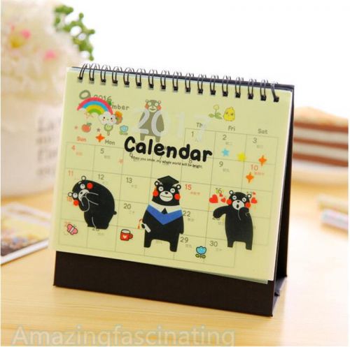 2017 Kumamon Cartoon Animal Desktop Calendar Flip Stand Office Schedule Planner