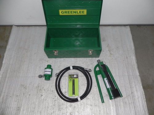 Greenlee 1725 foot pump, Greenlee 746 ram, hose, and case NICE.767,7310,7306