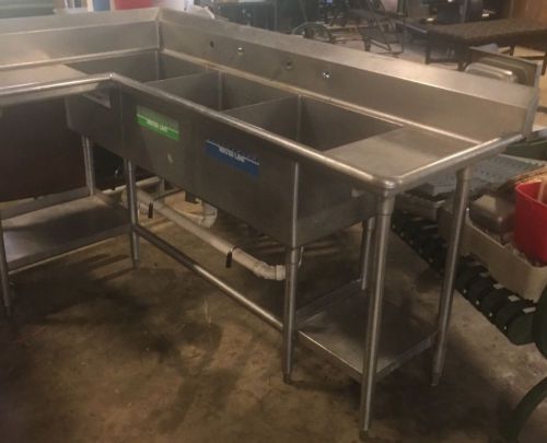 Commercial Corner 3 Bay Sink