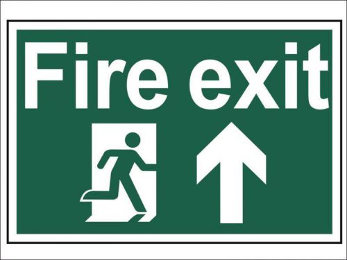 Scan - fire exit running man arrow up - pvc 300 x 200mm for sale