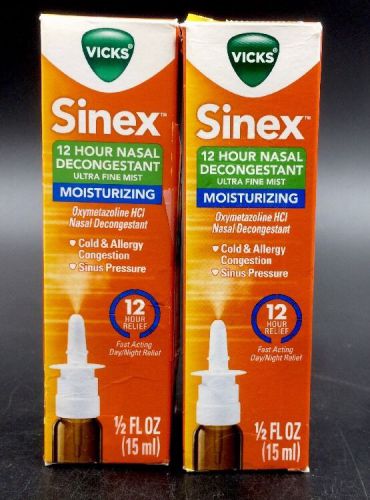 Vicks Sinex 12 Hour Decongestant Ultra Fine Mist 0.5 Fl Oz (Pack of 2)