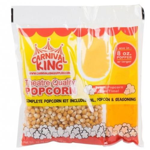 Popcorn kit for 8 oz. to 12 oz. poppers carnival king all-in-one  - 24/case for sale