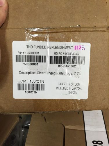 Vinyl/Plastic Clear Hinged Pallet Skid Label Tags Box of 100 7-1/2&#034; L