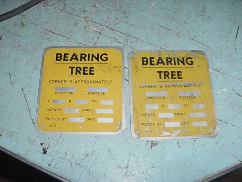 VINTAGE LOT OF 2 FORESTRY BEARING TREE ALUMINUM SIGN 4 1/2 X 5 50s 60s