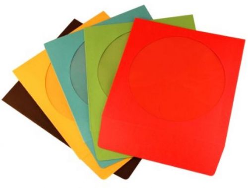 Paper CD Sleeves With Window and Flap, Assorted Colors(1000 Pieces)