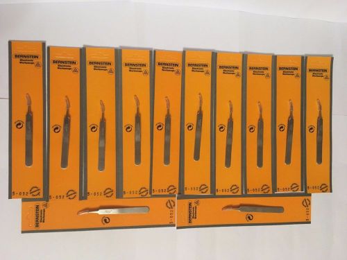 12pcs Bernstein 5-052 110 mm Anti-Magnetic Stainless Steel Bent Tweezers