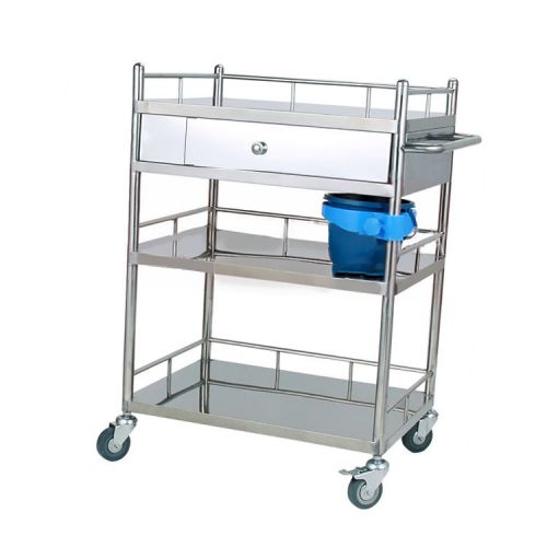 Super High Quality Stainless Steel Medical Cart Three Layer Drawer Trolley H215
