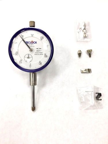TECLOCK Dial Indicator 1&#034; x .001 0-100  AI-921 Shock-proof With Box and Extras