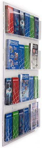 Displays2go Hanging Literature Rack With Adjustable Pockets, 29x48 , Clear