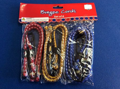 Bungee cords in asst colors &amp; sizes: 12&#034;, 18&#034;, &amp; 24&#034;, in red, gold, &amp; blue, 6ct