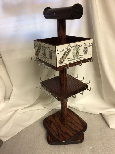 Wood Tabletop Rotating 24&#034; Display Rack 28 Hooks Very Attractive