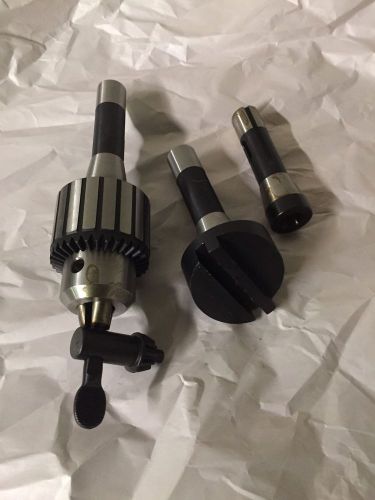 1/2&#034; drill chuck, fly cutter, r8 adapter w/ mt2 adapter id for sale