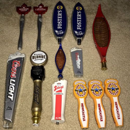 (13) Draft Beer Tap Handle Lot Large And Small Fosters Molson Coors Leine Used