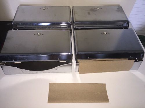 FOUR Stainless Steel C-fold Paper Towel Dispenser. No key