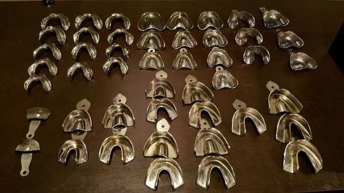Lot of 47 dental impression stainless steel trays for sale