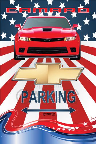 Parking Sign - Chevy Red Camaro 2013 American Flag Look