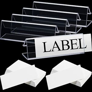 40 Pieces Plastic Label Holder Clear Wire Shelf Label Holder 3 x 0.875 Inches Cl