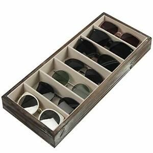 7 Compartments Eyeglass Display Organizer Eyeglasses Sunglass Rustic Wood