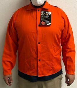 Tillman 6230D Hi-Vis FR Cotton Welding Jacket 30&#034; 9 oz Orange X-Large