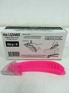 NEW 6 Pack Spellbound Liz Lizard Safety Utility Knife, Box Cutter Lz-036-r-xs-pk