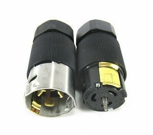 Hubbell 3 Prong 250v 50a 3 Phase Twist Lock Male Female Plug Pair