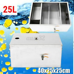 Stainless Steel Grease Trap Interceptor 500 (m3/h) Fit Kitchen Wastewater 25L