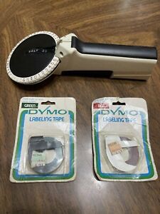 Vintage Scotch EA-300 Label Maker with DYMO Red &amp; Green Labeling Tape NIB