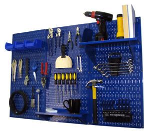 4FT METAL PEGBOARD STANDARD TOOL STORAGE KIT - BLUE TOOLBOARD WITH HOOKS