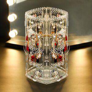 360 Rotating Earring Holder Organizer 4Tiers Jewelry Rack Display Stand #N26